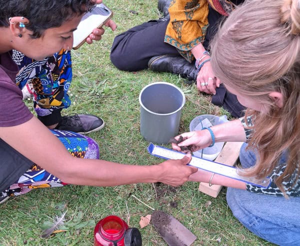 Three Women testing soil as part of a SoilBlitz